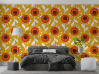 Yellow and red bold flower wall mural

