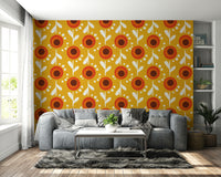 Funky floral design in sunset shades

