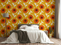 Mid-century modern retro floral mural

