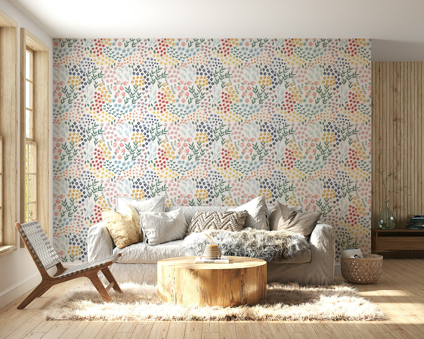 Pastel floral pattern for walls

