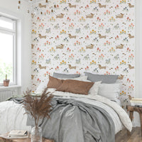 Fun dog and floral wall mural for room

