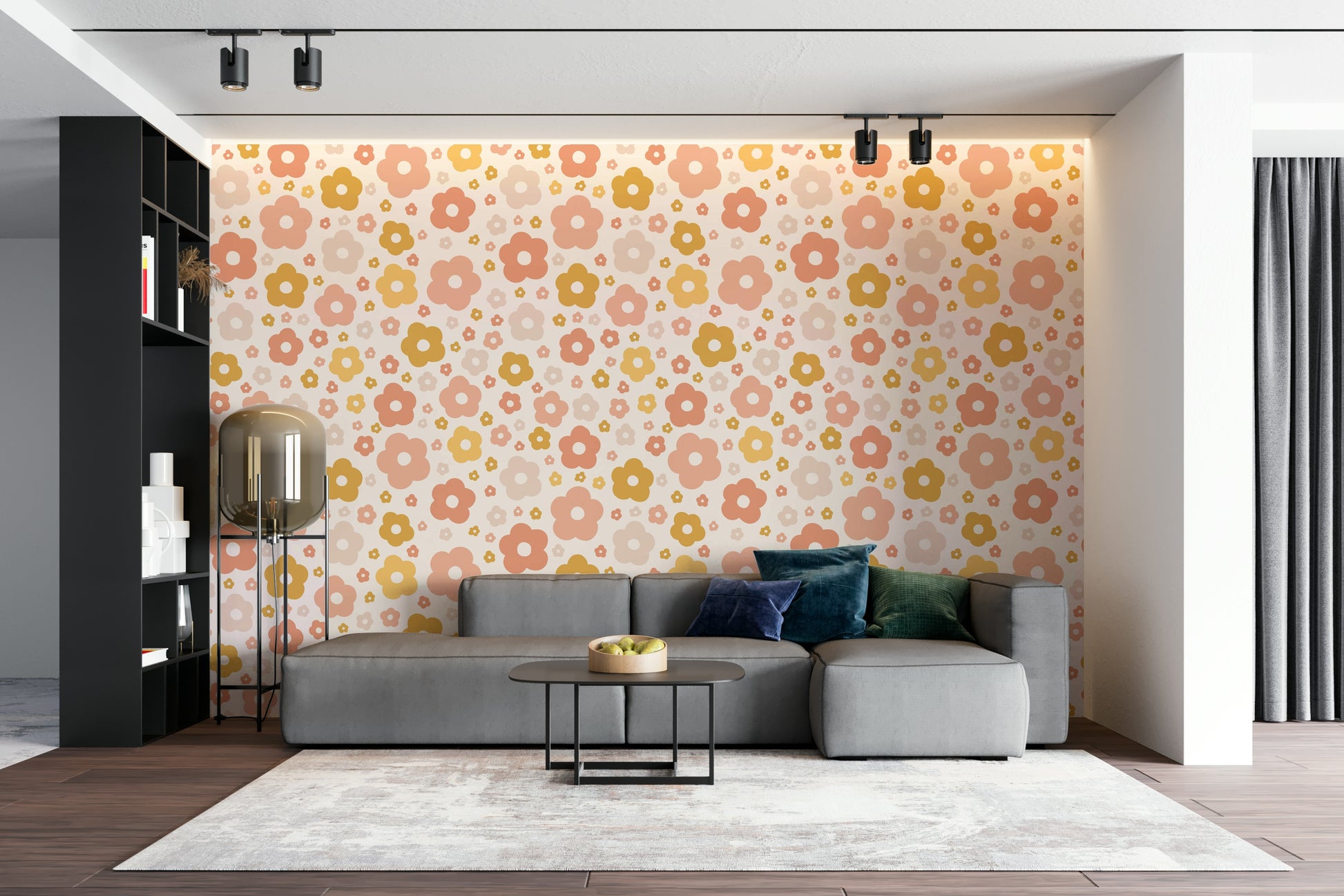 Retro floral pattern wall mural

