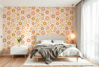 Soft boho flowers wallpaper mural

