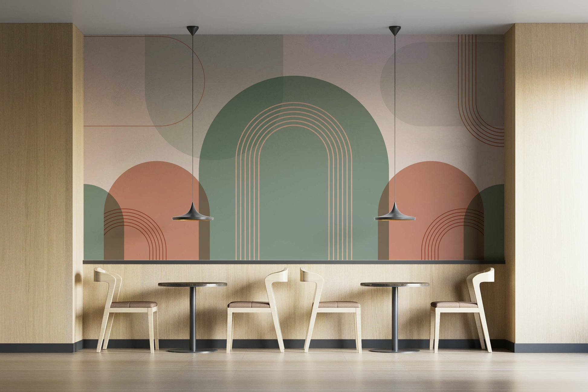 Minimalist arch curves wall covering

