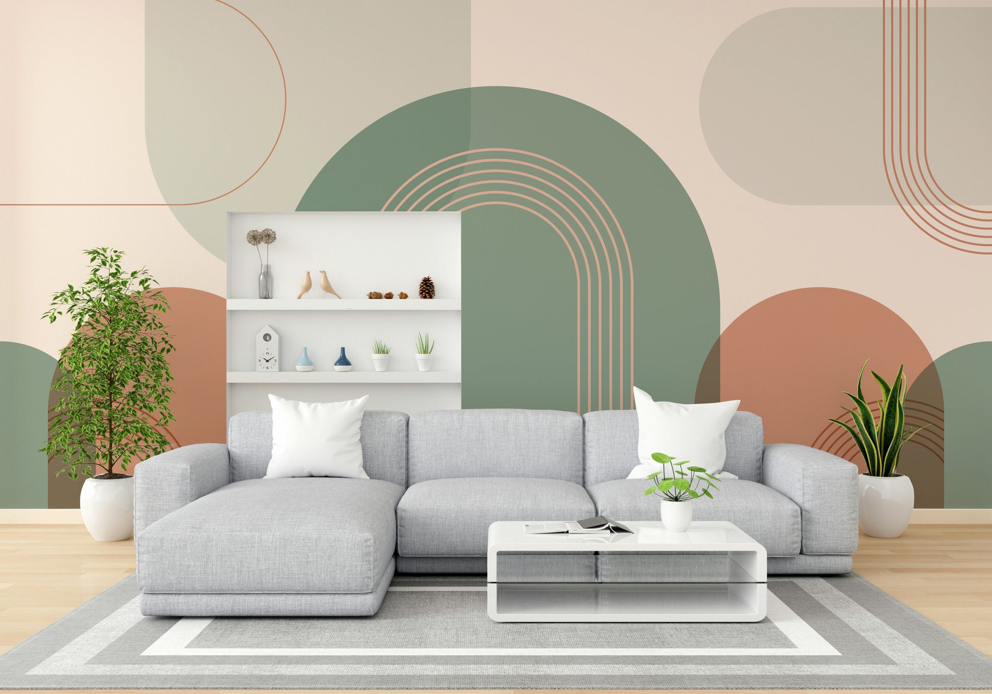 Soft color archway wall mural print

