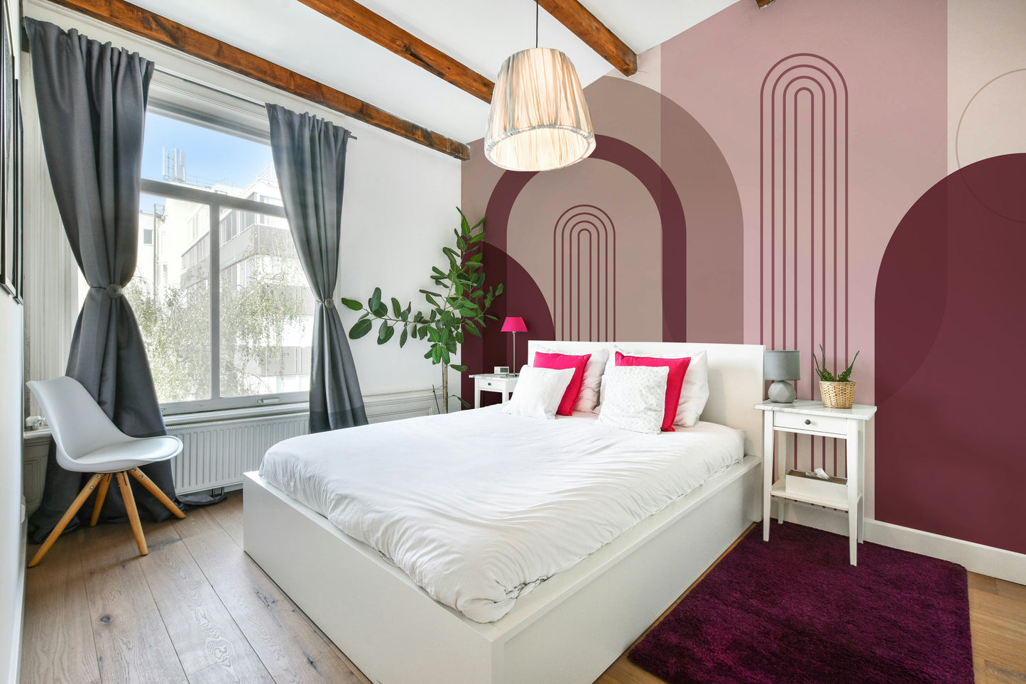 Curved line abstract wall covering

