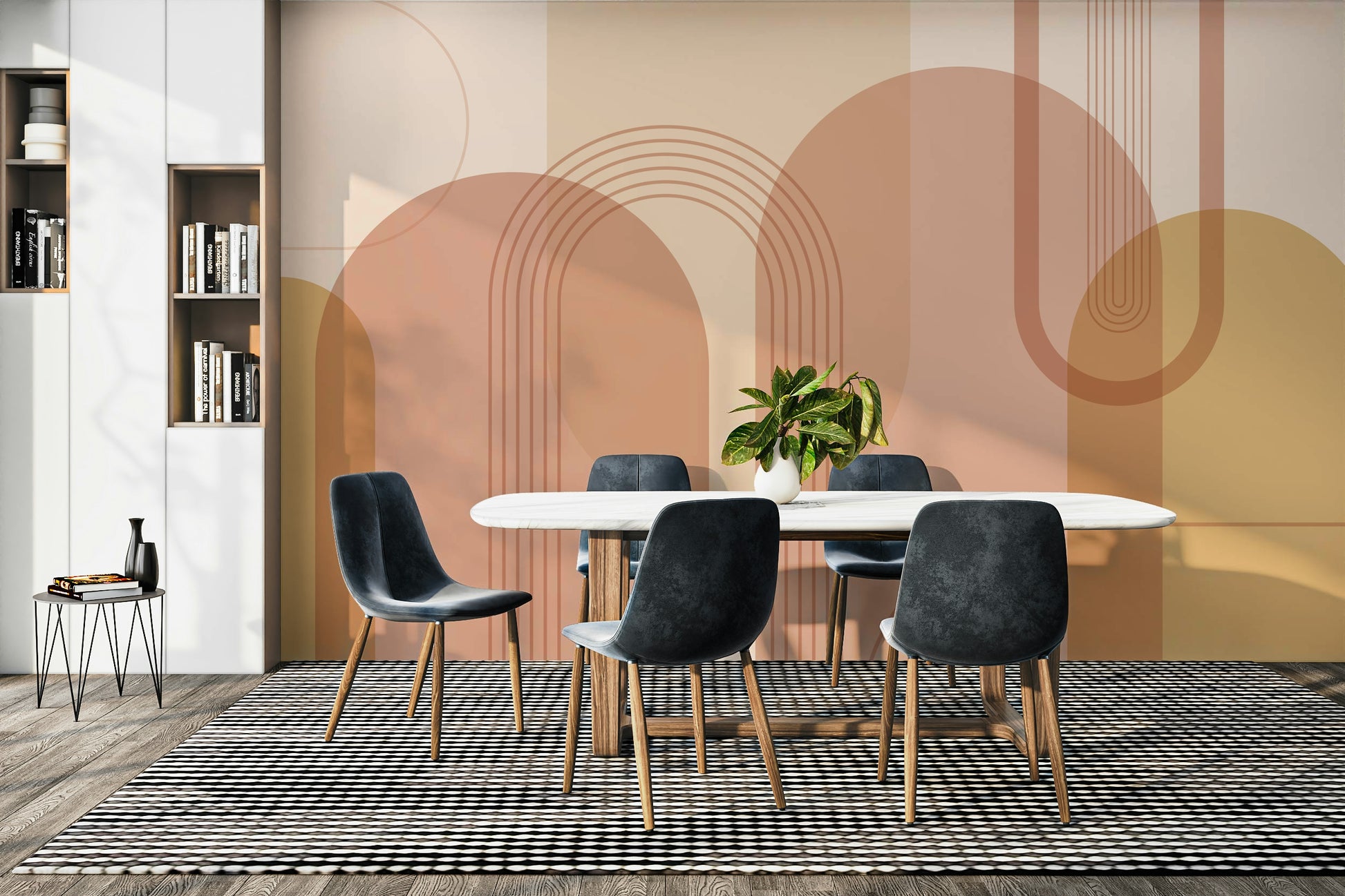 Earthy palette abstract arch mural

