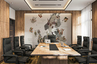 Stylish animal map mural for kids room

