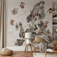 Fun animal characters across Europe map

