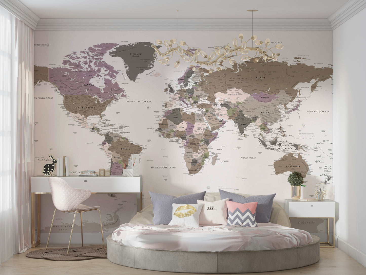 Elegant global wall map wallpaper

