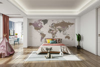 Detailed political world map mural

