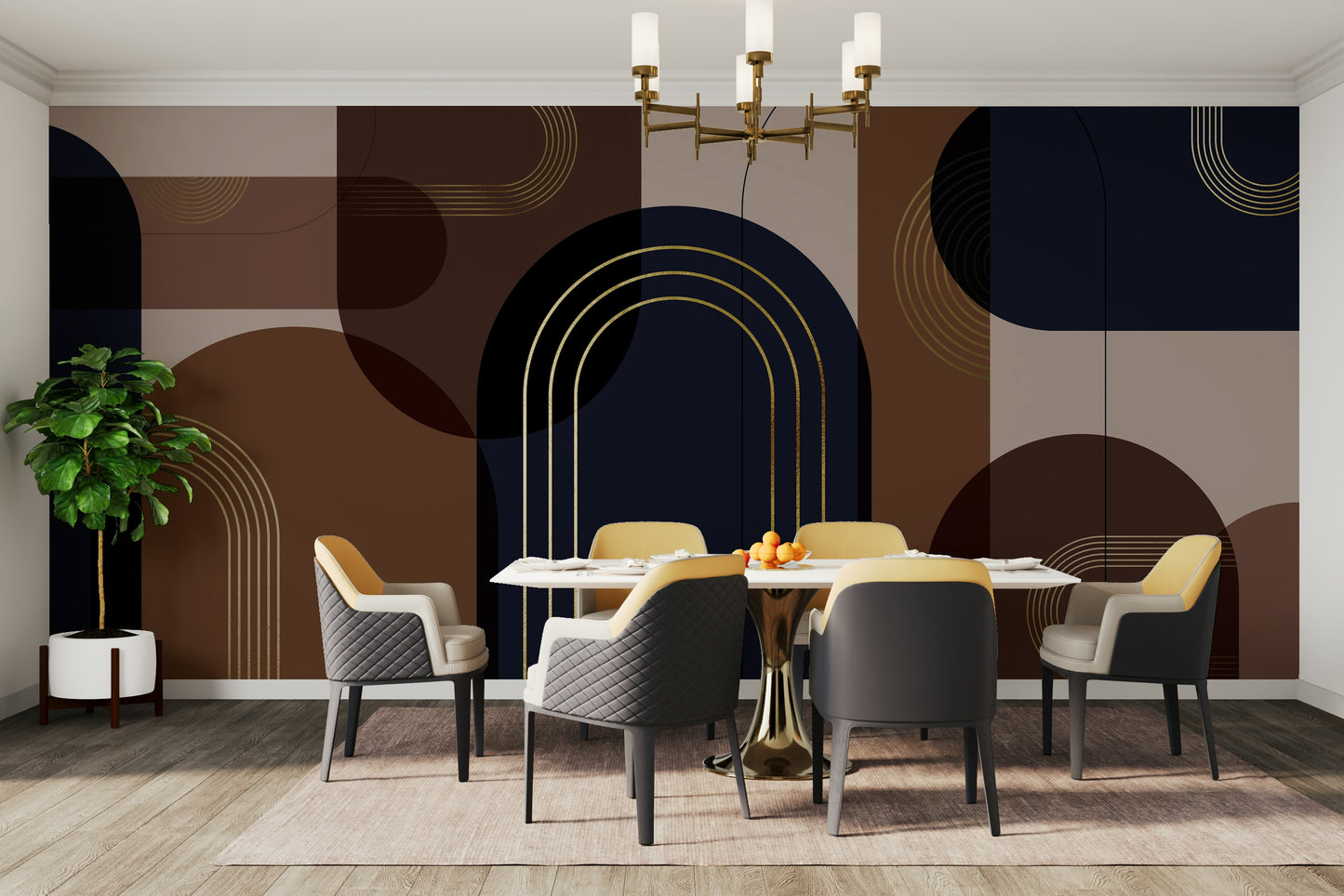 Elegant arches in dark tones wallpaper

