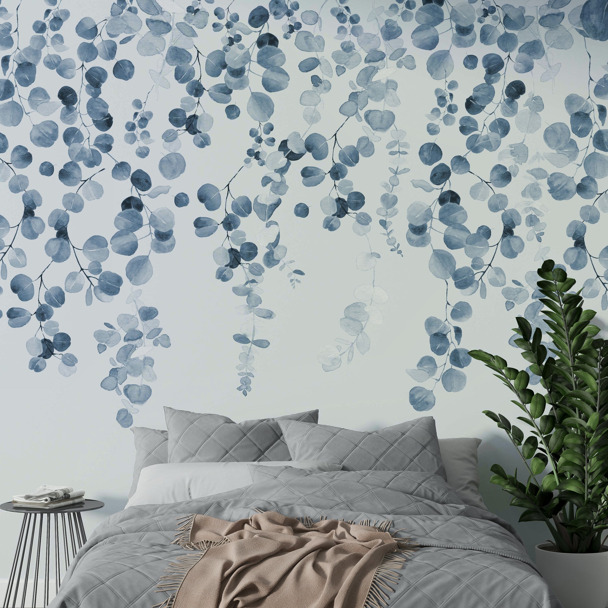 Stylish blue eucalyptus wall mural

