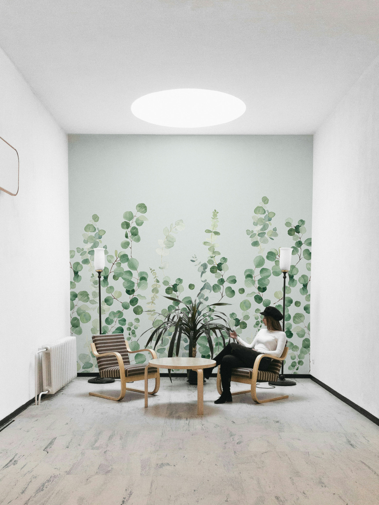 Eucalyptus leaf wall mural for nature decor

