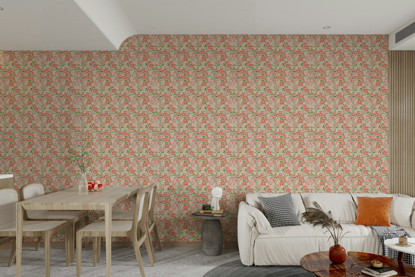 Bold groovy flower wallpaper for interiors

