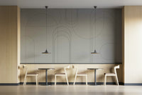 Elegant evergreen mural with curved arches

