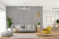 Minimalist arch mural in dark grey tones

