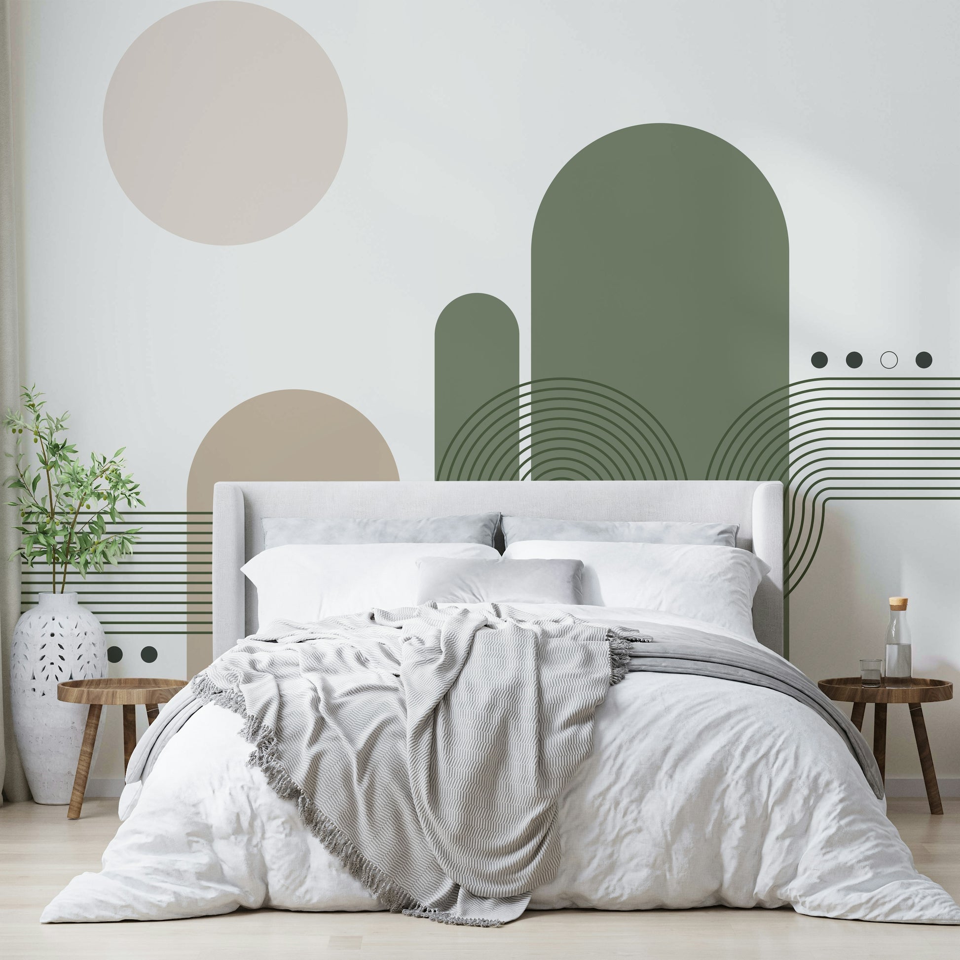 Minimalist desert vibes mural in earthy tones

