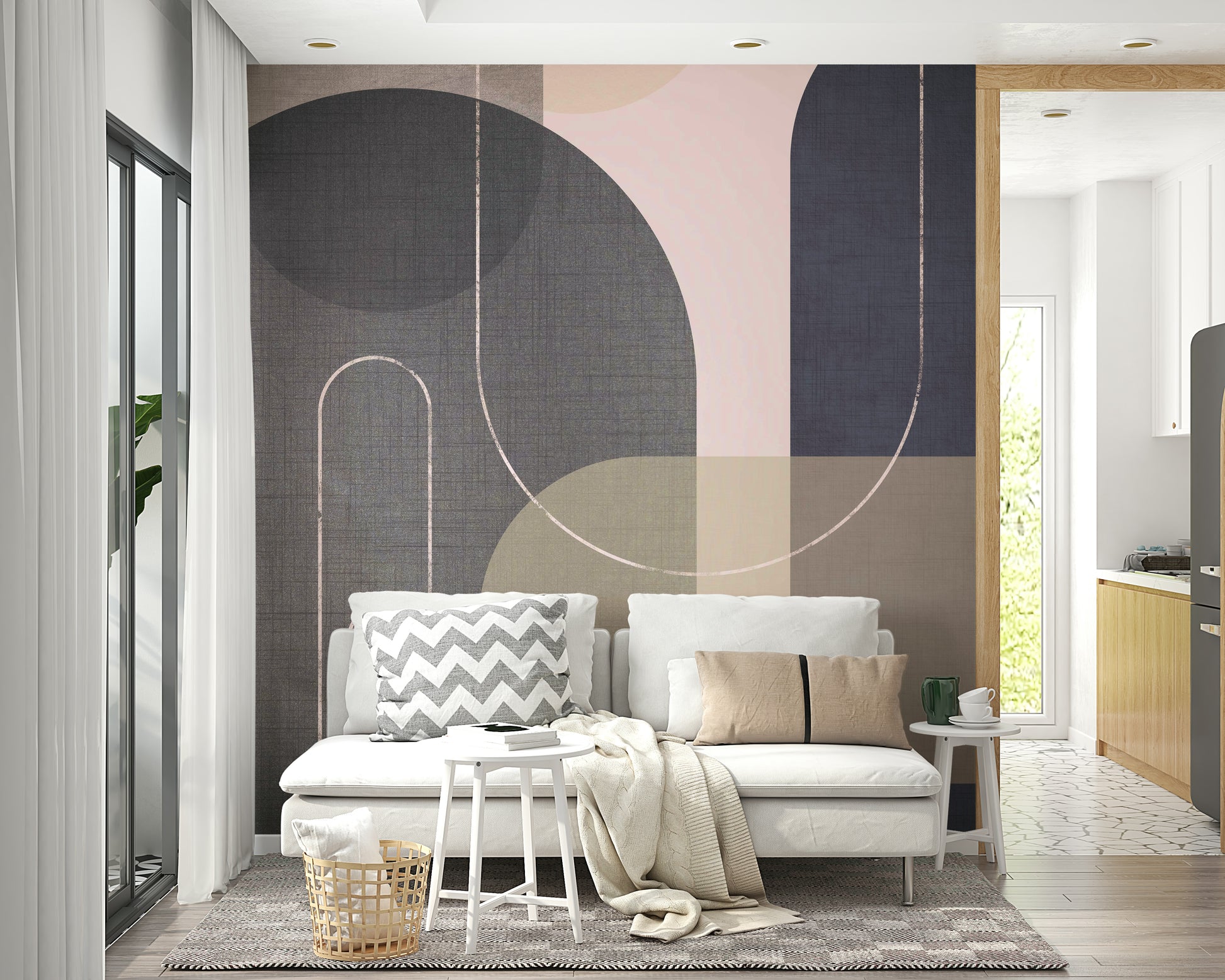 Modern mural with linen-inspired pattern

