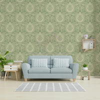 Elegant botanical paisley wallpaper in green

