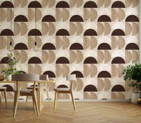 Vintage-inspired semicircle pattern wallpaper

