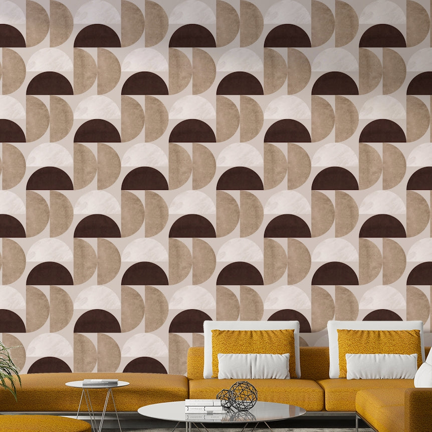 Mid-century wallpaper with semicircle design

