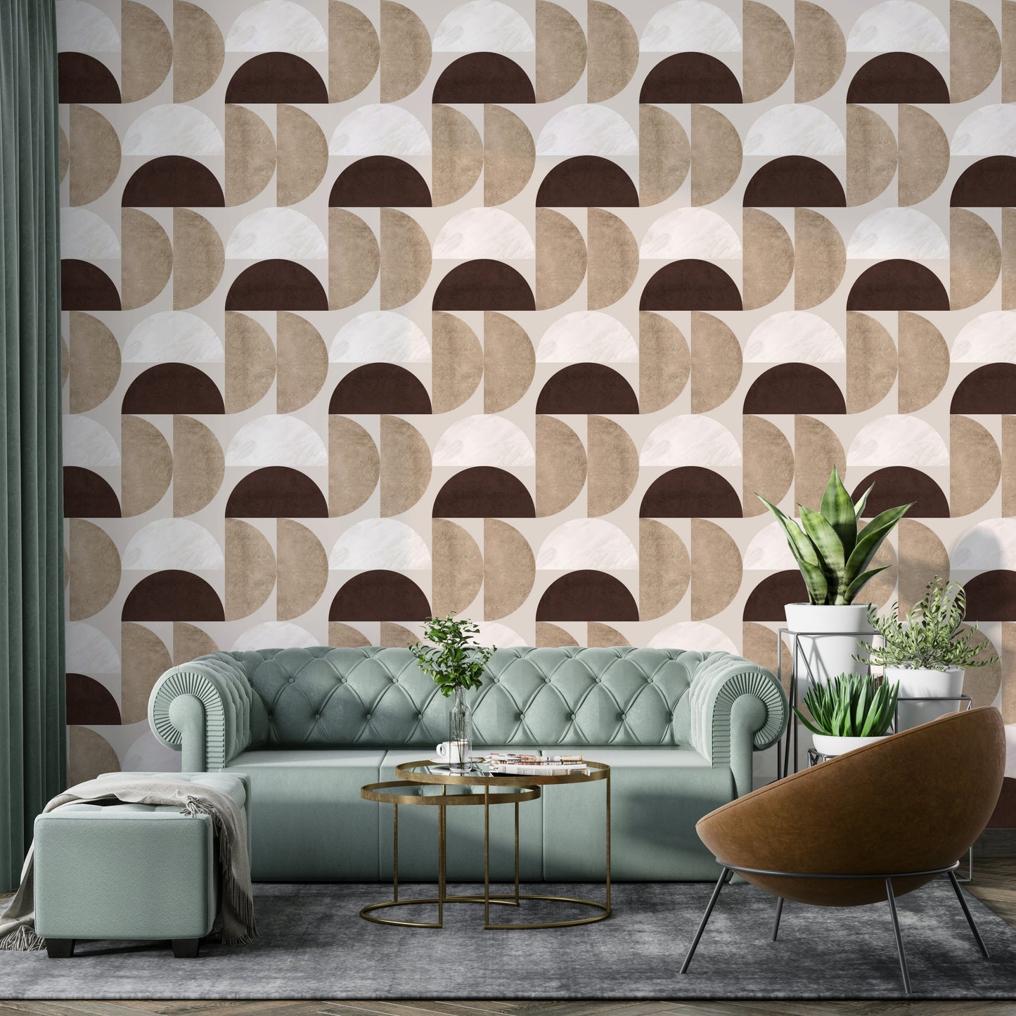 Graphic mid-century modern wallpaper pattern

