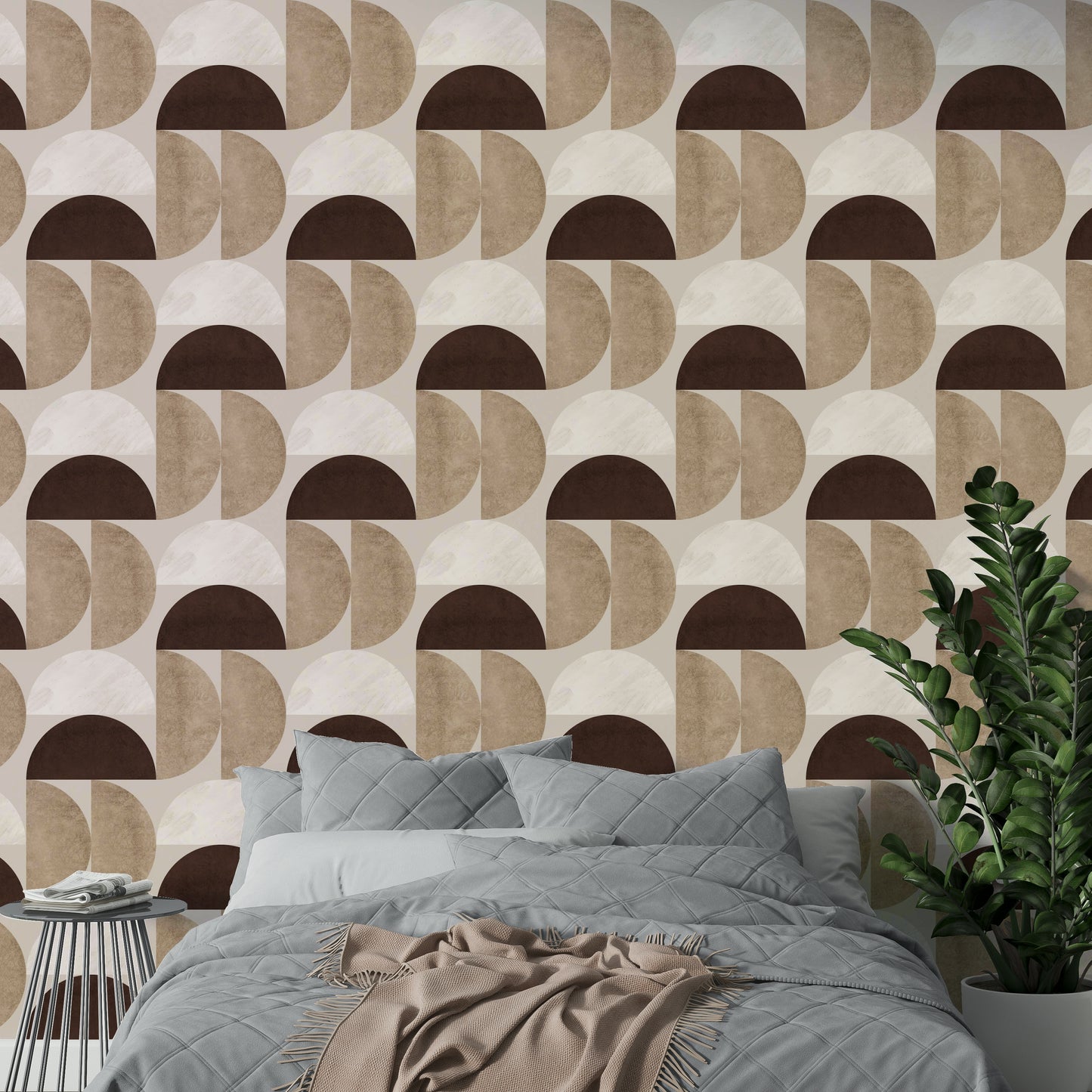Modern geometric wallpaper with half circles

