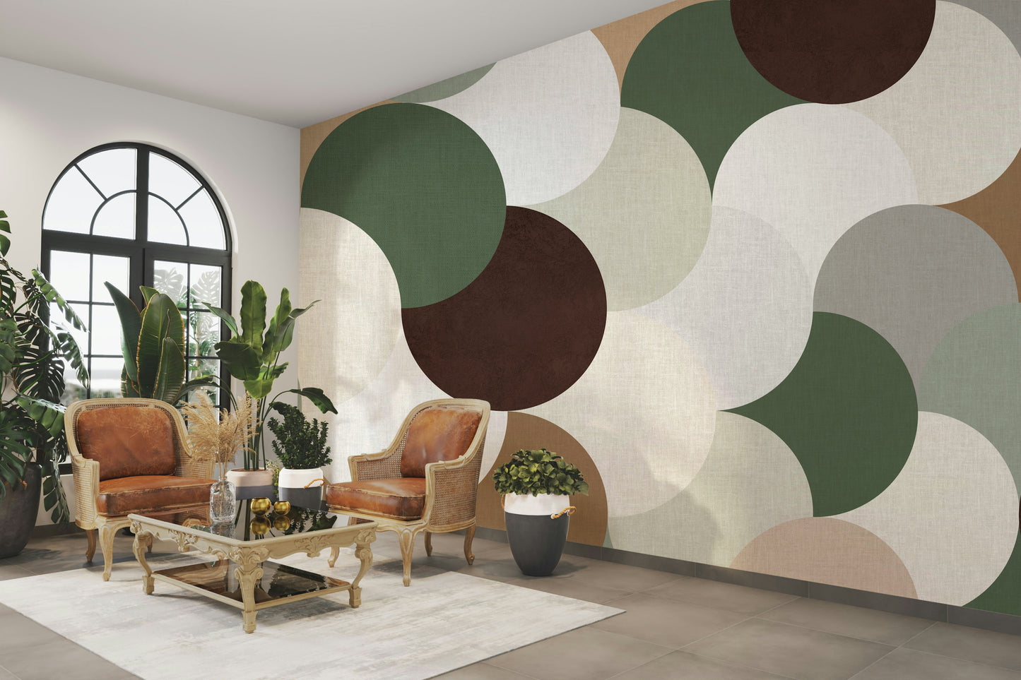 Boho modern circle pattern wallpaper mural

