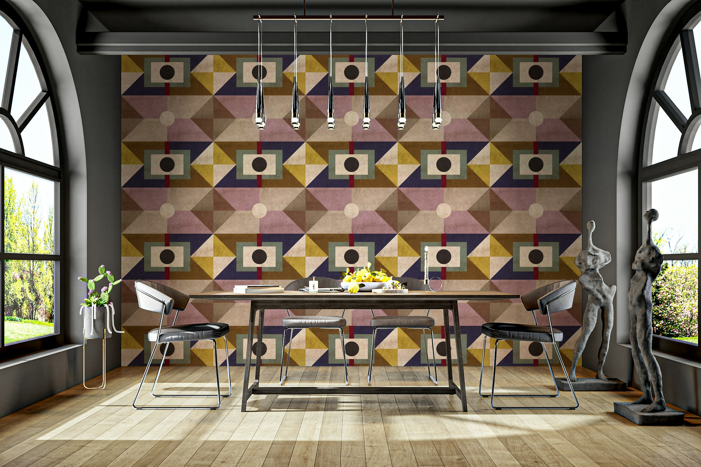 Mid-century modern style wallpaper for wall

