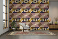 Colorful triangles and circle wall wallpaper

