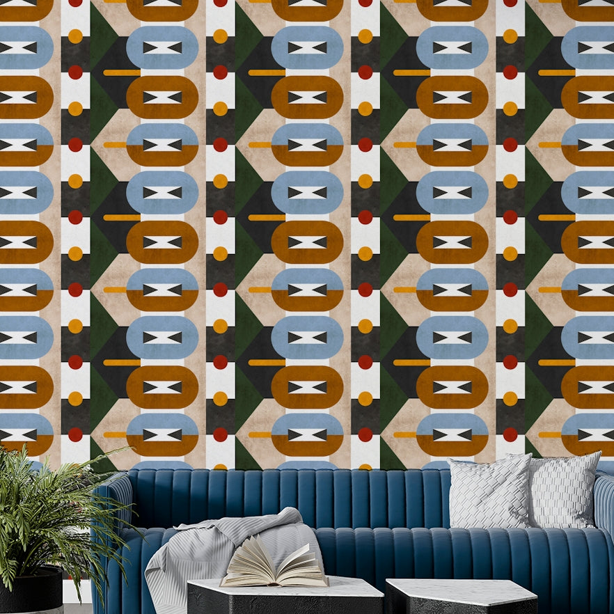Mid-century modern pattern in earthy tones

