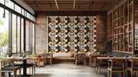 Patterned wall wallpaper with modern motifs

