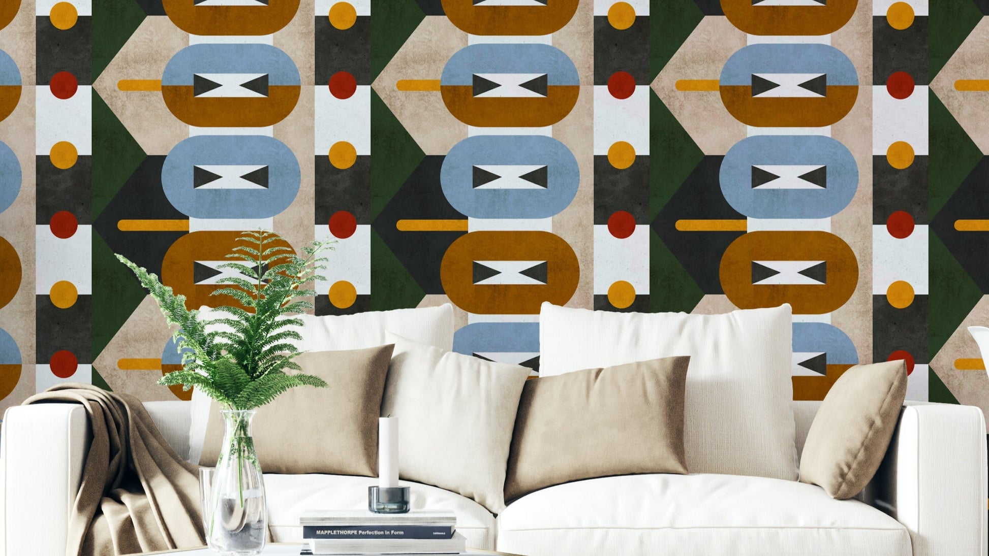 Bold color geometric print wall wallpaper

