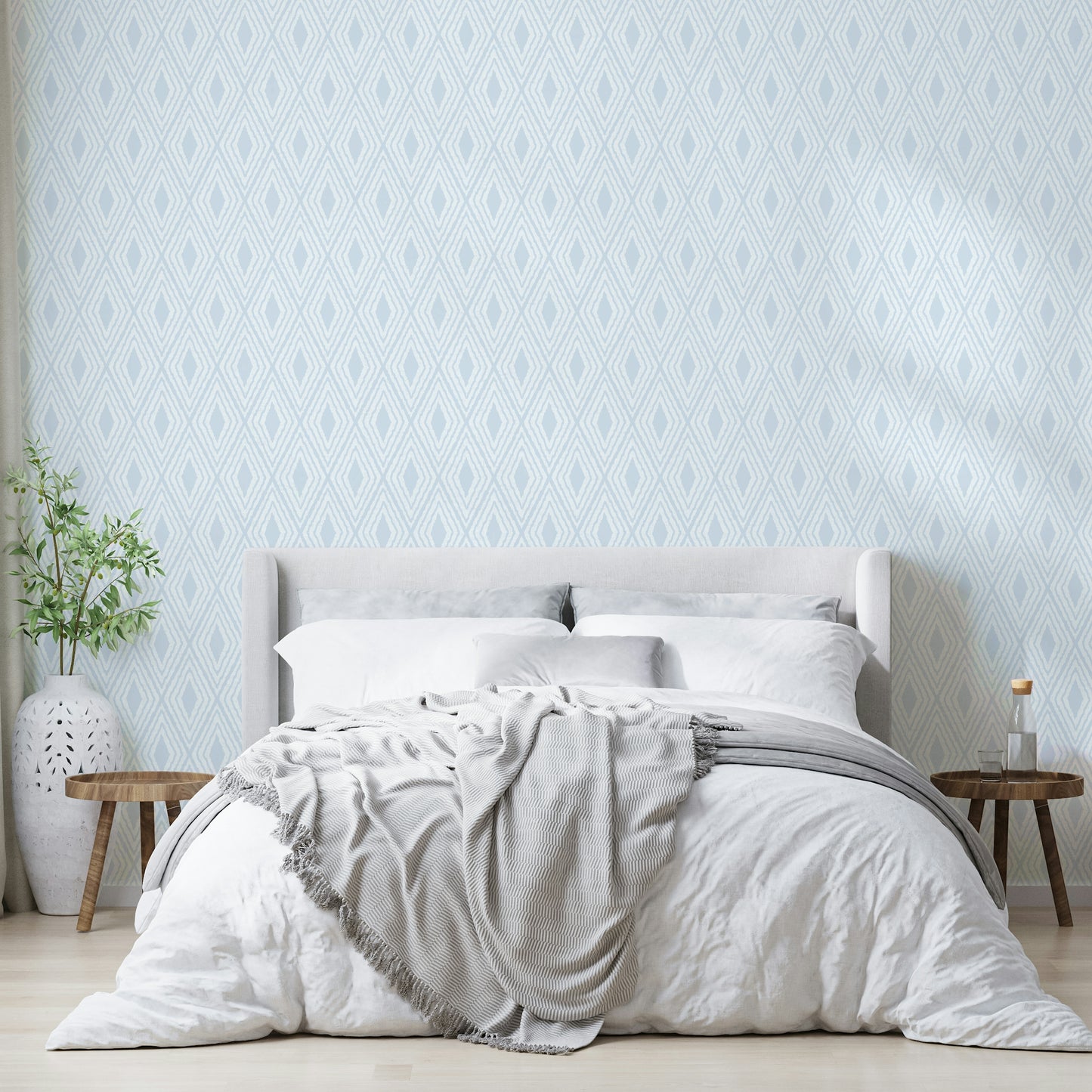 Pale blue boho geometric wallpaper print

