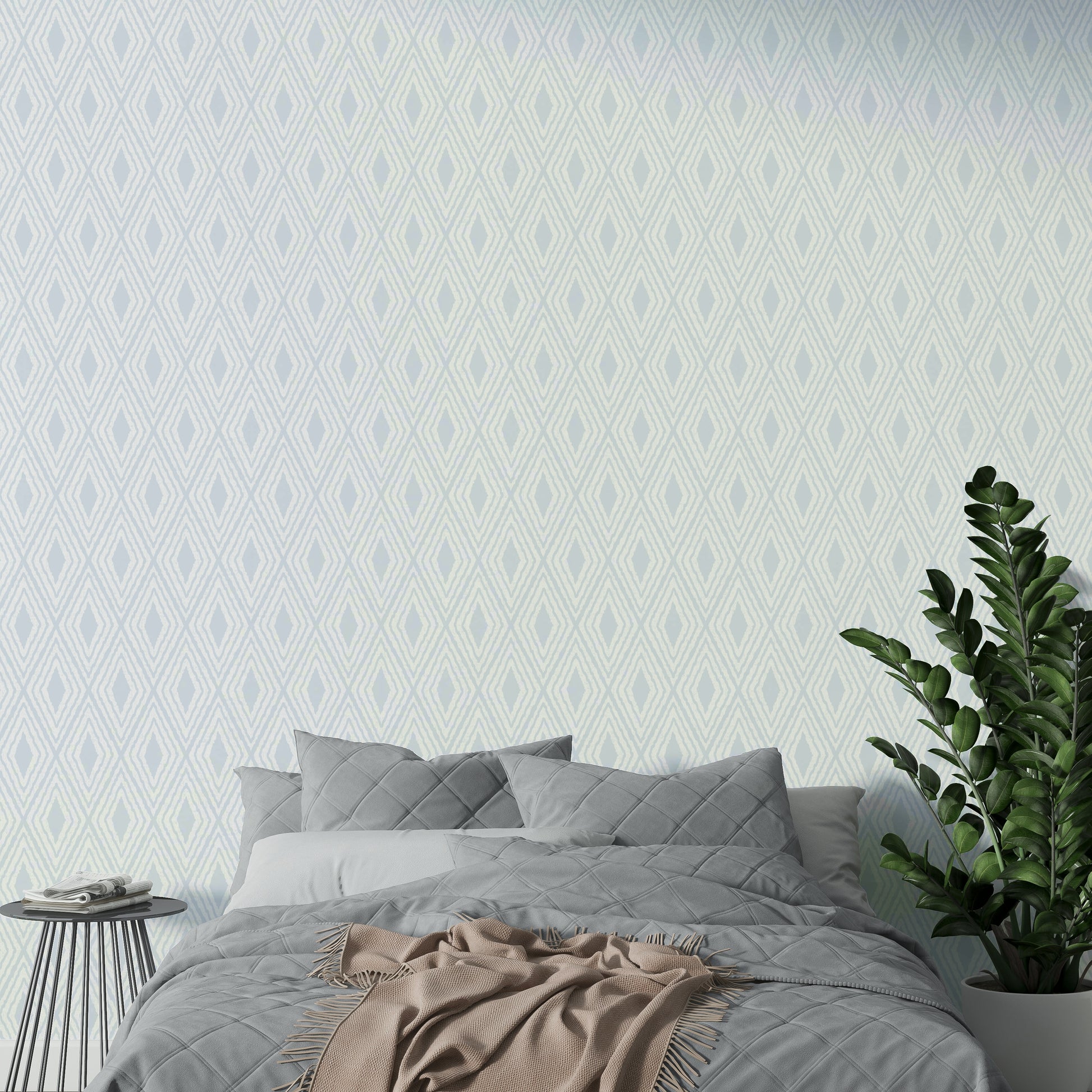 Subtle blue boho diamond stripe wallpaper

