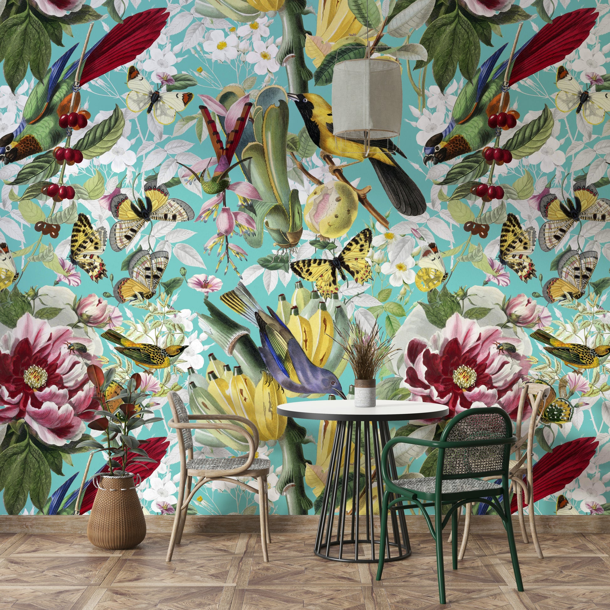 Arcano jungle mural in vibrant tones

