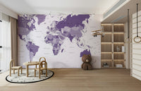Elegant world map design in vibrant purple

