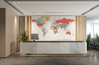 Detailed world map wall mural for interiors

