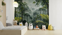 Tropical forest with mist wall art

