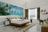 Paradise beach and sea wallpaper art

