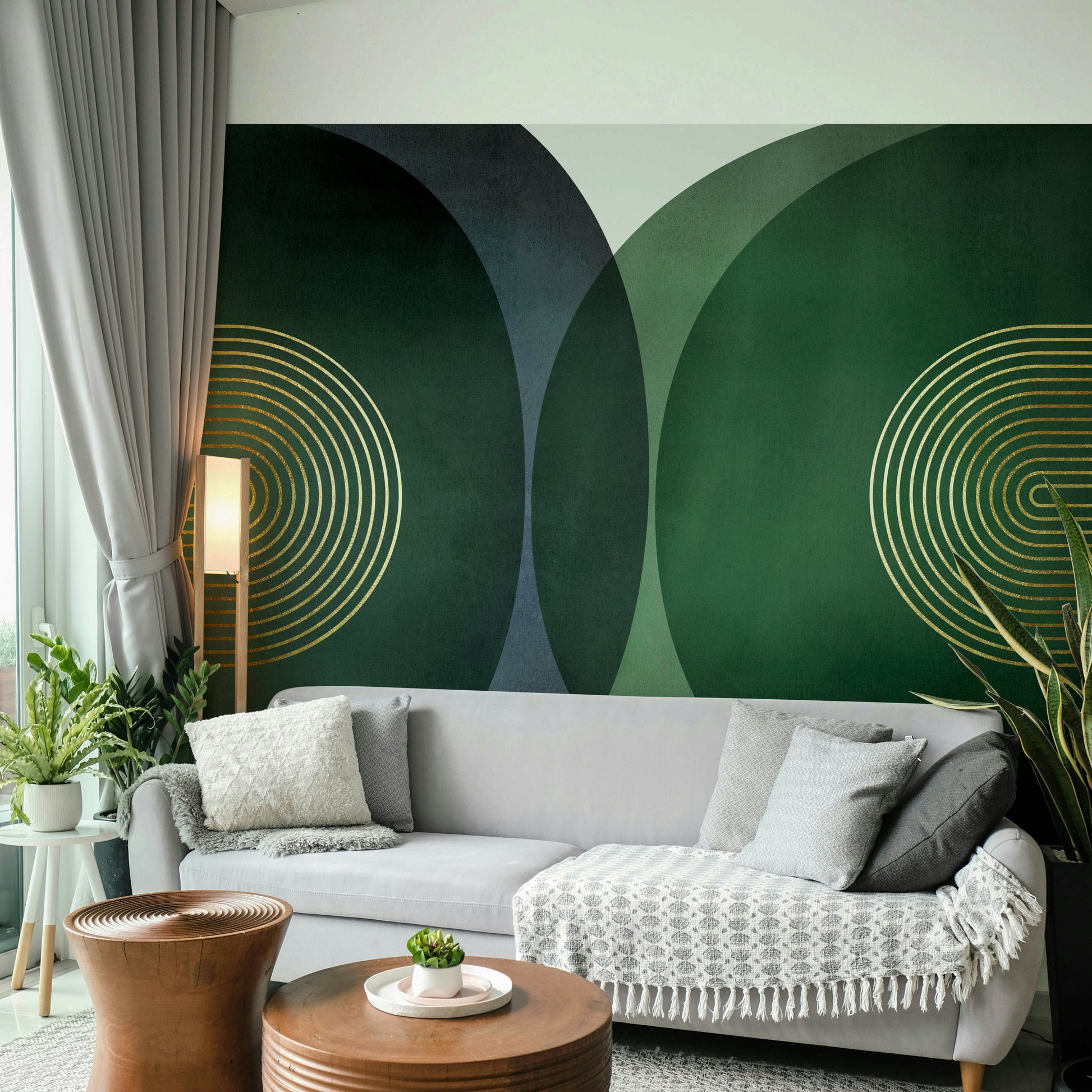 Modern mid-century abstract wall mural


