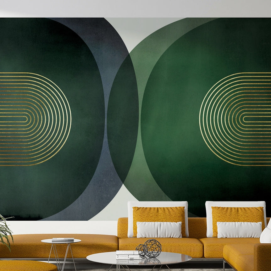 Stylish modern mural with mid-century motifs

