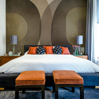 Abstract rustic mural in mid-century style

