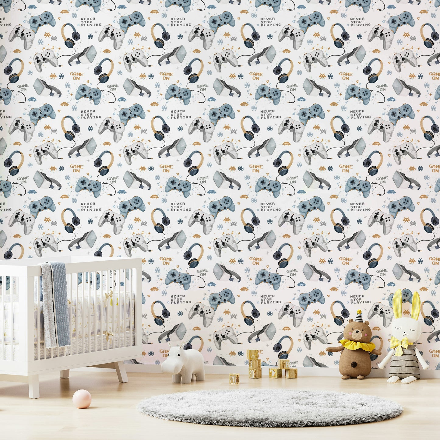 White gaming background wall design

