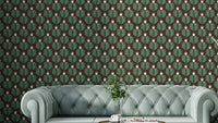 Nature-inspired green chunky plant wallpaper with jungle jewel accents

