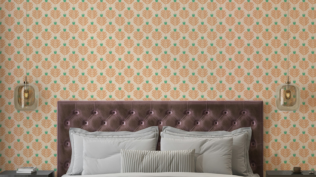 Peach chunky plant jewel jungle wallpaper for vibrant spaces

