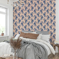 Blue tiger print wallpaper with jewel jungle accents for vibrant rooms

