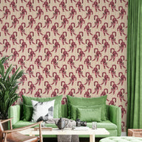 Bold pink tiger print with jewel jungle accents for walls

