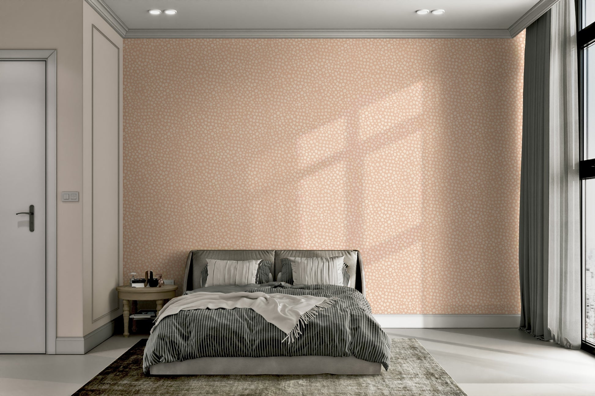 Elegant blush tones in animal print dot jungle wallpaper

